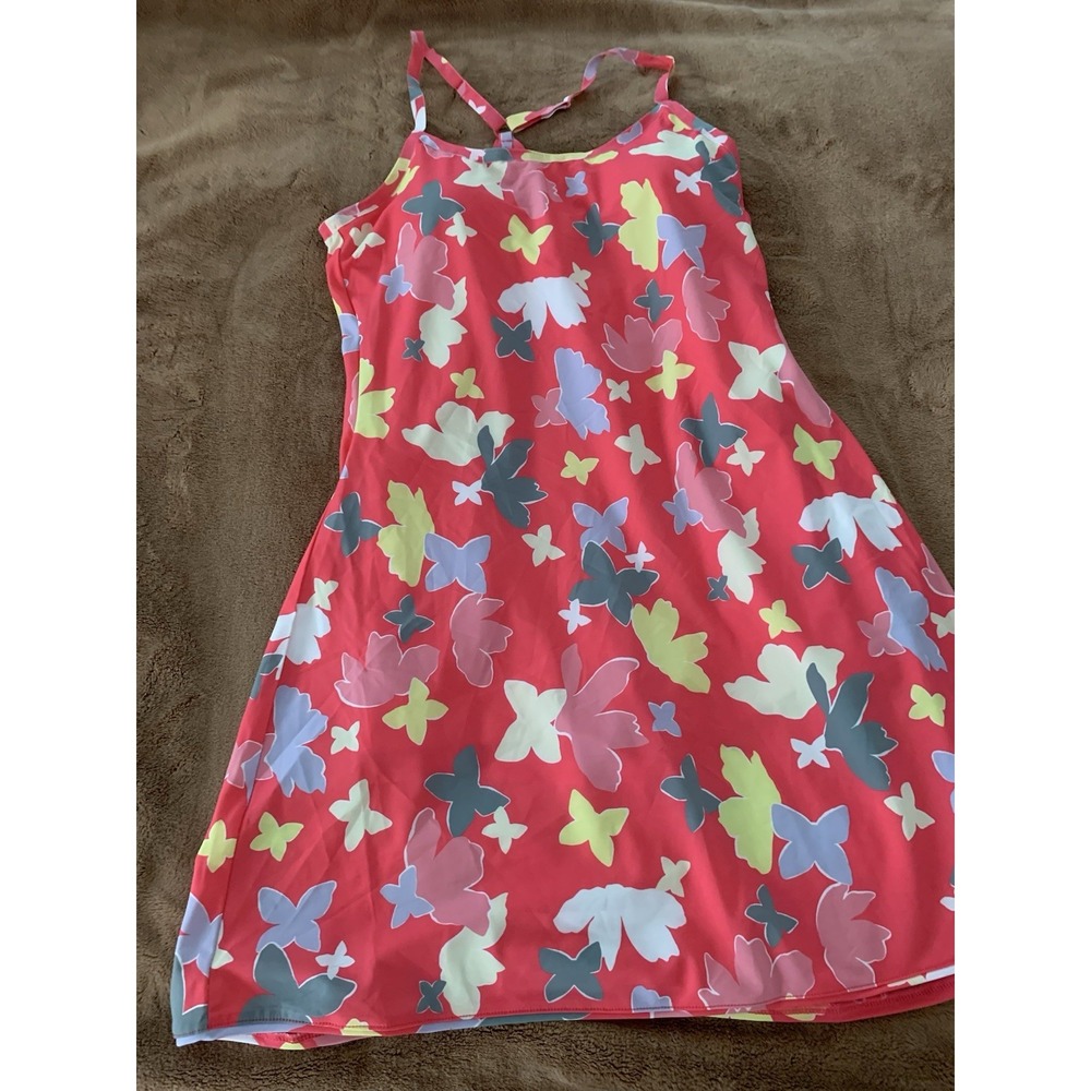 Outdoor Voices Exercise Tennis Dress Built In Bra Shorts Size Small Pink Floral